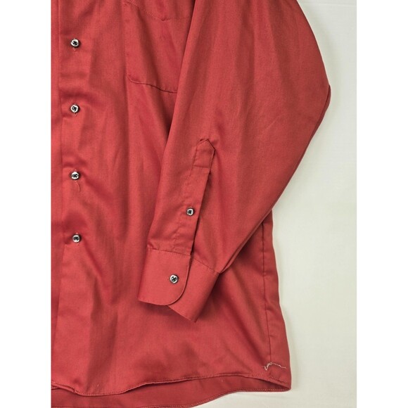 Geoffrey Beene Fitted Dress Shirt Men's Large 16 Wrinkle Free Deep Red - Picture 3 of 9